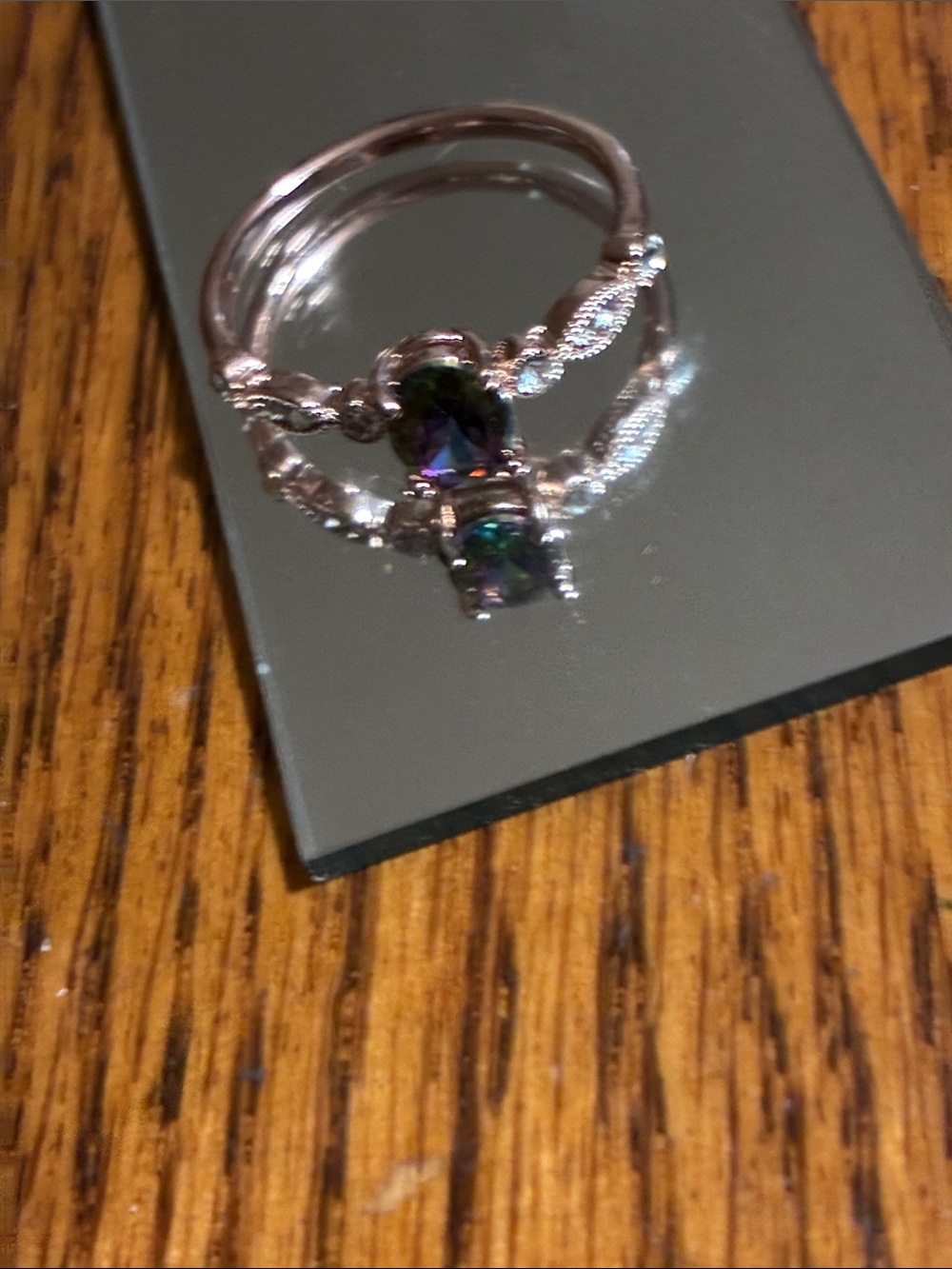 Mystic Topaz Silver-Tone Stacked Ring